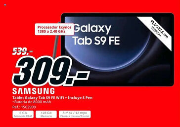 MediaMarkt SAMSUNG Tablet Galaxy Tab S9 FE WiFi + Incluye S Pen oferta