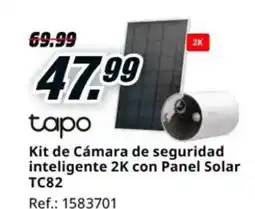 MediaMarkt TAPO Kit de Cámara de seguridad inteligente 2K con Panel Solar TC82 oferta