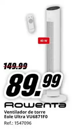 MediaMarkt ROWENTA Ventilador de torre Eole Ultra VU6871F0 oferta
