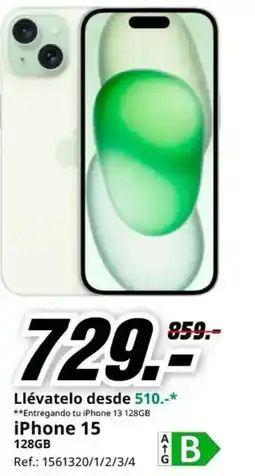 MediaMarkt iPhone 15 128GB oferta