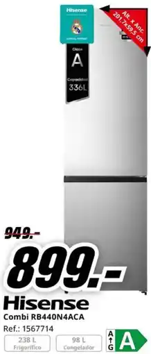 MediaMarkt HISENSE Combi RB440N4ACA oferta
