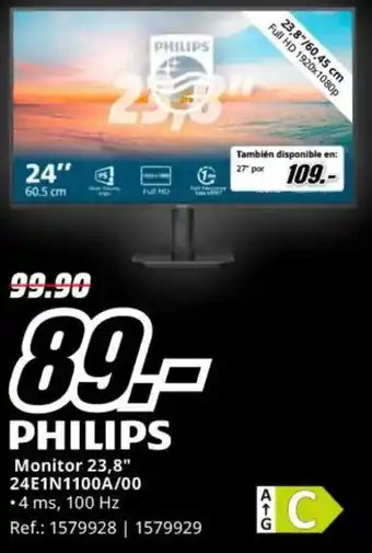 MediaMarkt PHILIPS Monitor 23,8" 24E1N1100A/00 oferta