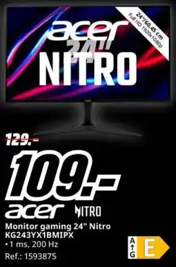 MediaMarkt ACER Monitor gaming 24" Nitro KG243YX1BMIPX oferta