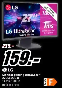 MediaMarkt LG Monitor gaming UltraGear™ 27GS60QC-B oferta