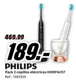 MediaMarkt PHILIPS Pack 2 cepillos eléctricos HX9914/57 oferta