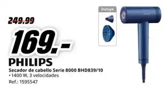 MediaMarkt PHILIPS Secador de cabello Serie 8000 BHD839/10 oferta