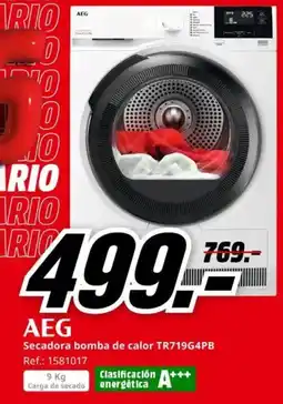 MediaMarkt AEG Secadora bomba de calor TR719G4PB oferta