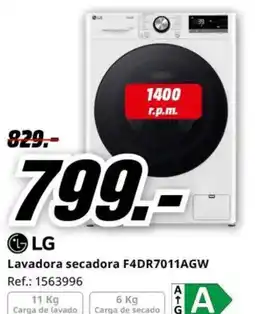 MediaMarkt LG Lavadora secadora F4DR7011AGW oferta