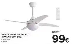 Hipercor Ventilador de techo 4 palas con luz oferta