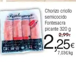 FROIZ Chorizo criollo semicocido Fontesacra picante oferta