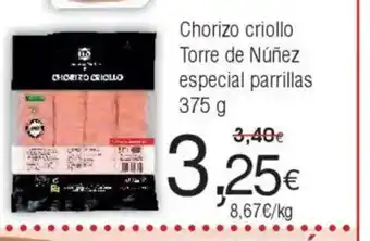 FROIZ Chorizo criollo Torre de Núñez especial parrillas oferta