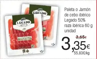 FROIZ Paleta o Jamón de cebo ibérico Legado 50% raza ibérica oferta