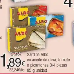 FROIZ Sardina Albo en aceite de oliva, tomate o picantonas oferta