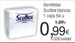 FROIZ Servilletas Scottex blancas 1 capa oferta
