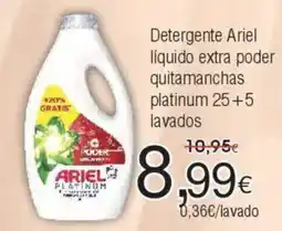 FROIZ Detergente Ariel líquido extra poder quitamanchas platinum 25+5 oferta
