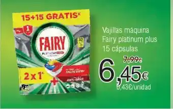FROIZ Vajillas máquina Fairy platinum plus 15 cápsulas oferta