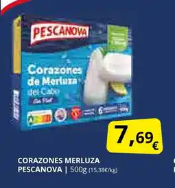 Supermercados MAS PESCANOVA Corazones merluza oferta