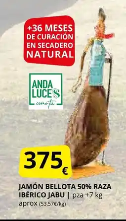 Supermercados MAS Jamón bellota 50% raza ibérico jabu oferta