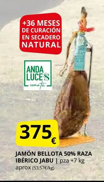 Supermercados MAS Jamón bellota 50% raza ibérico jabu oferta