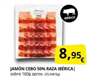 Supermercados MAS Jamón cebo 50% raza ibérica oferta