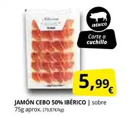 Supermercados MAS Jamón cebo 50% ibérico oferta