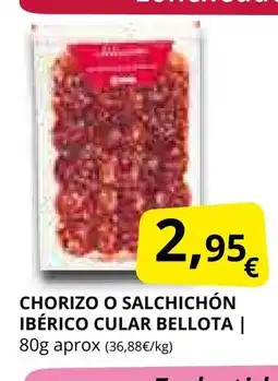 Supermercados MAS Chorizo o salchichón ibérico cular bellota oferta