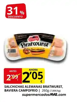 Supermercados MAS Salchichas alemanas bratwurst, baviera oferta