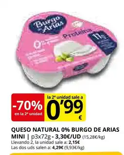 Supermercados MAS BURGO DE ARIAS Queso natural 0% oferta