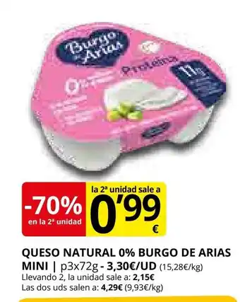 Supermercados MAS BURGO DE ARIAS Queso natural 0% oferta