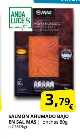 Supermercados MAS SALMÓN AHUMADO BAJO EN SAL MAS oferta