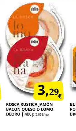 Supermercados MAS Rosca rustica jamón bacon queso o lomo deoro oferta