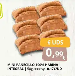 Supermercados MAS Mini panecillo 100% harina integral oferta