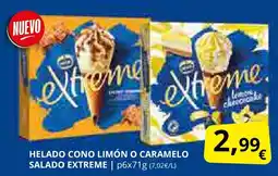 Supermercados MAS EXTREME Helado cono limón o caramelo salado oferta