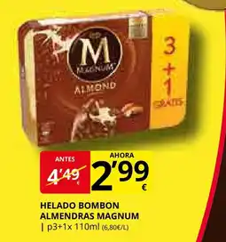 Supermercados MAS MAGNUM Helado bombon almendras oferta