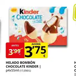 Supermercados MAS KINDER Helado bombón chocolate oferta