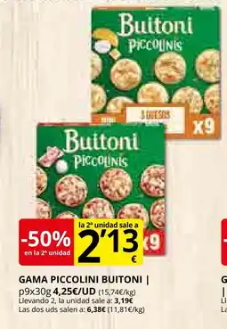 Supermercados MAS BUITONI Gama piccolini oferta