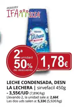 Supermercados MAS LA LECHERA Leche condensada desn oferta