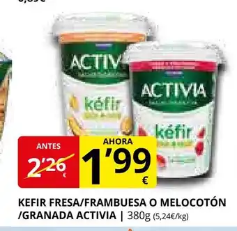 Supermercados MAS ACTIVIA Kefir fresa/frambuesa o melocotón /granada oferta