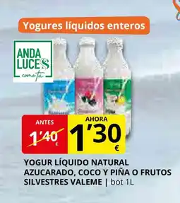 Supermercados MAS Yogur líquido natural azucarado, coco y piña o frutos oferta