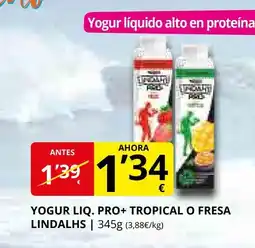 Supermercados MAS Yogur liq. pro+ tropical o fresa lindalhs oferta