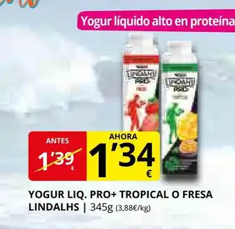Supermercados MAS Yogur liq. pro+ tropical o fresa lindalhs oferta