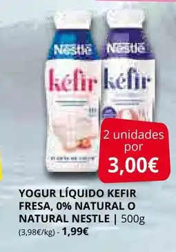 Supermercados MAS Yogur líquido kefir fresa, 0% natural o natural nestle oferta