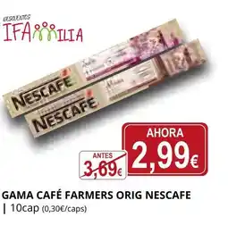 Supermercados MAS NESCAFE Gama café farmers orig oferta