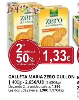 Supermercados MAS GULLON Galleta maria zero oferta