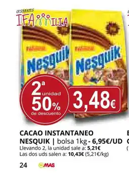 Supermercados MAS NESQUIK Cacao instantaneo oferta