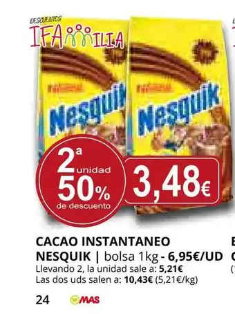 Supermercados MAS NESQUIK Cacao instantaneo oferta
