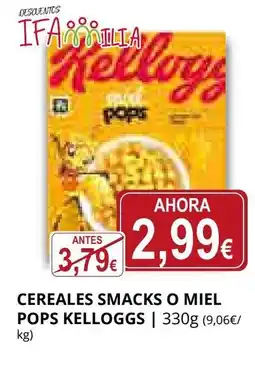 Supermercados MAS KELLOGGS Cereales smacks o miel pops oferta