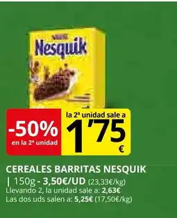 Supermercados MAS NESQUIK Cereales barritas oferta