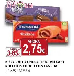 Supermercados MAS FONTANEDA Bizcochito choco trio milka o rollitos choco oferta