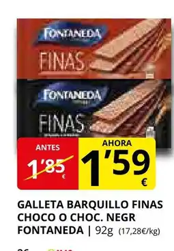 Supermercados MAS FONTANEDA Galleta barquillo finas choco o choc. negr oferta